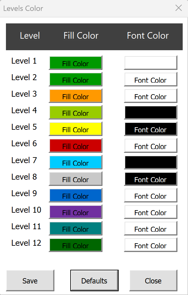 Levels Color Interface